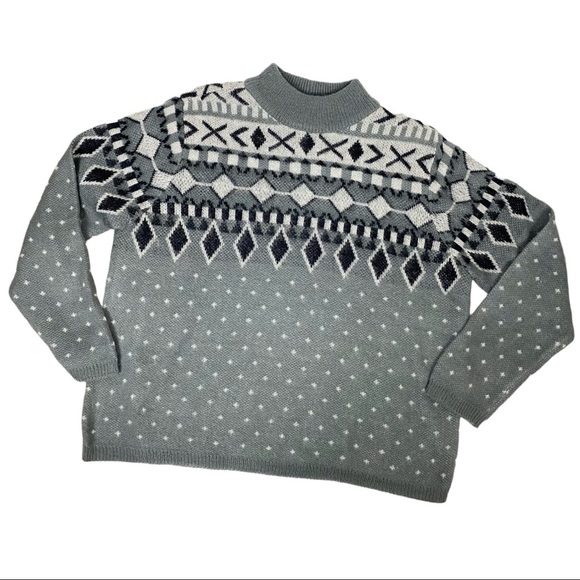 ST. JOHN’S BAY Women's XXL Gray Fairisle Pullover Sweater Ski Winter - Picture 9 of 9
